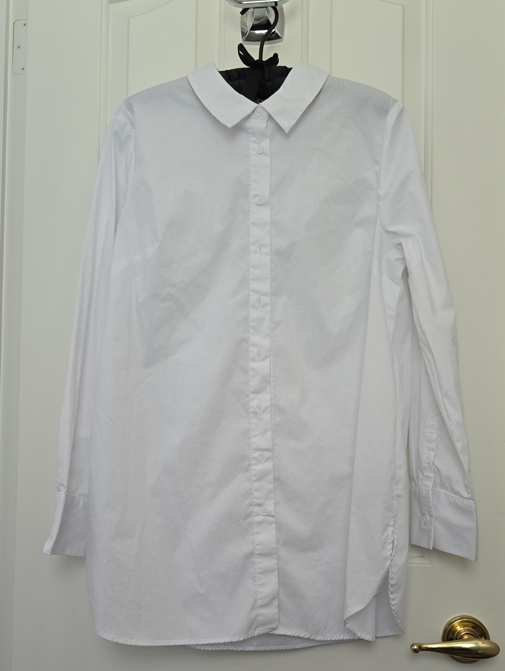 Jones New York JNY White Button Down Tunic Shirt Womens Large Long Sleeve New